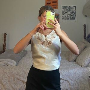Vintage silk and lace top